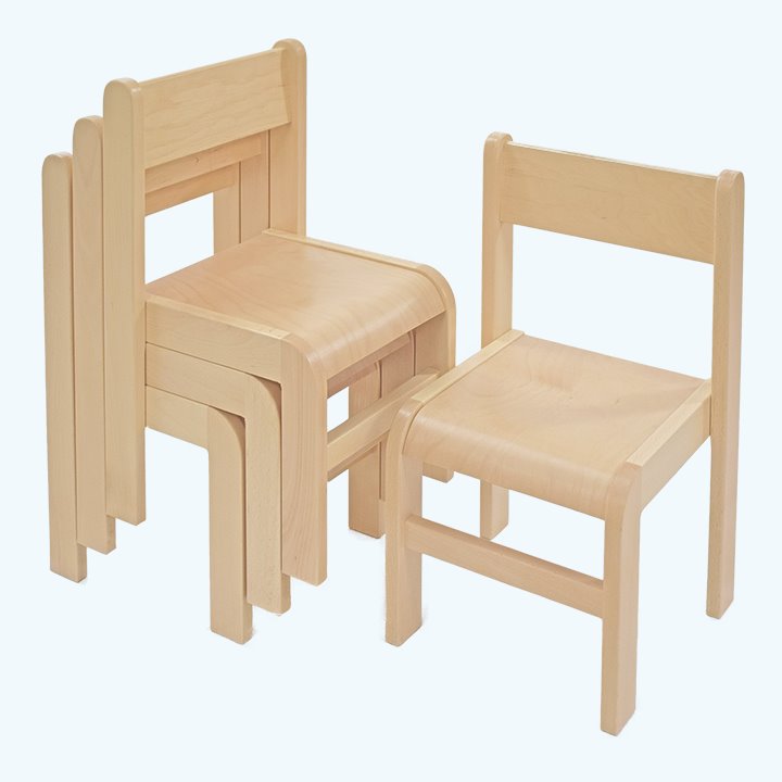 Stack of four childrens chairs