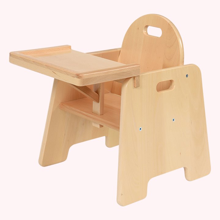 Chair with attached tray for meal time
