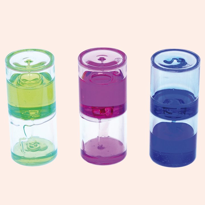 Three colours of Cylinders with thick gloopy jelly