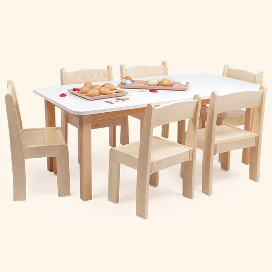 Rectangular laminate topped table with 6 chairs