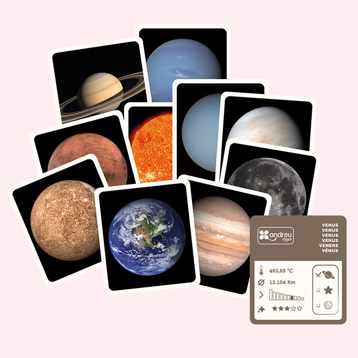 Info cards for learning about the planets