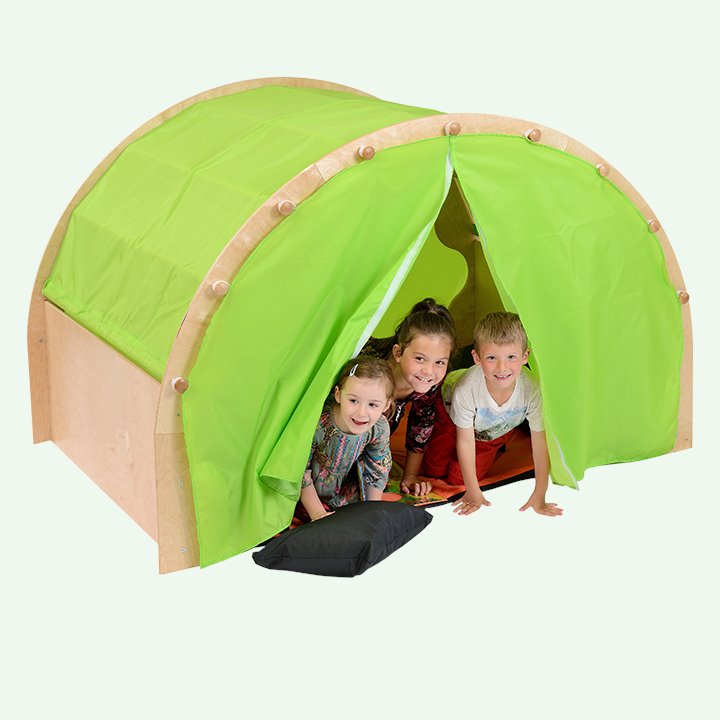 Play pod with green canopy