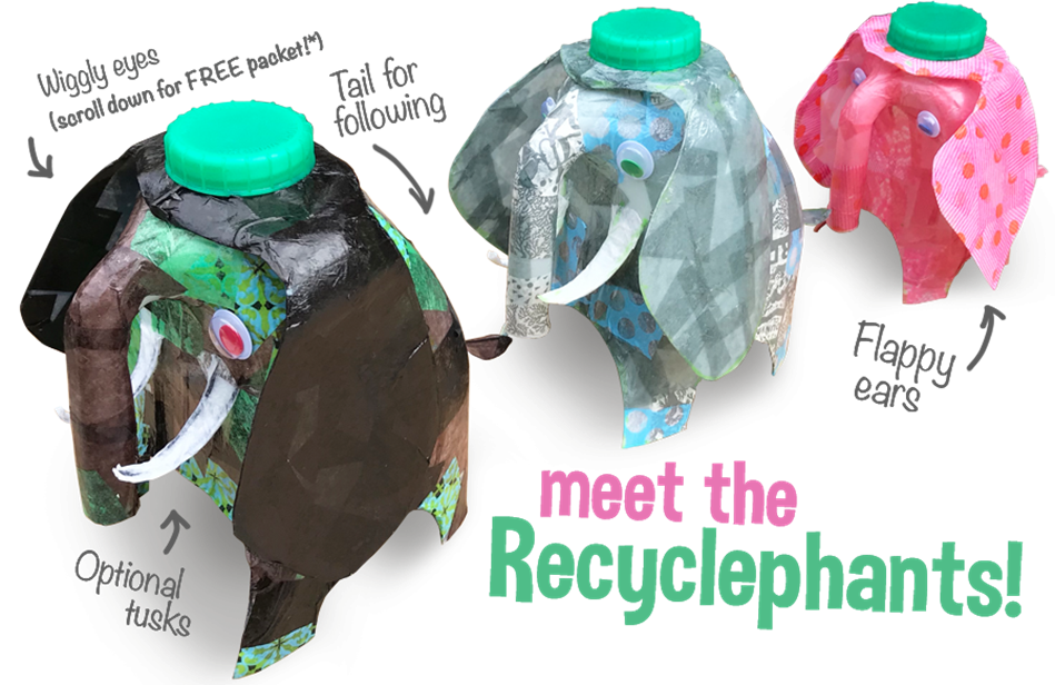 Elephants from empty milk bottles