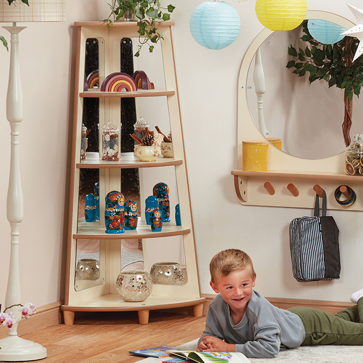 Mirrored corner shelf unit discount