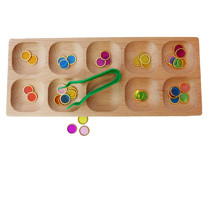 10 compartment sorting tray with coloured chips