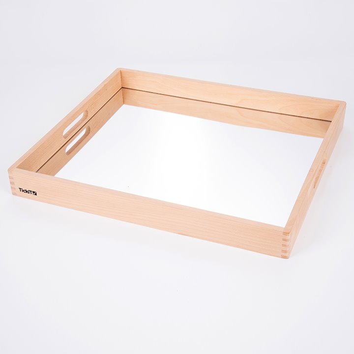 Wooden tray with acrylic mirrored base