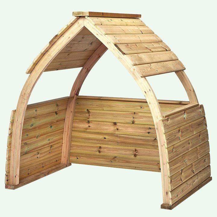 Wooden play shelter arched