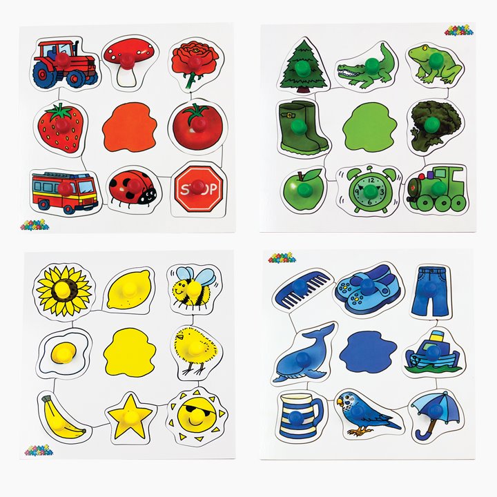 Set of 4 colour peg puzzles