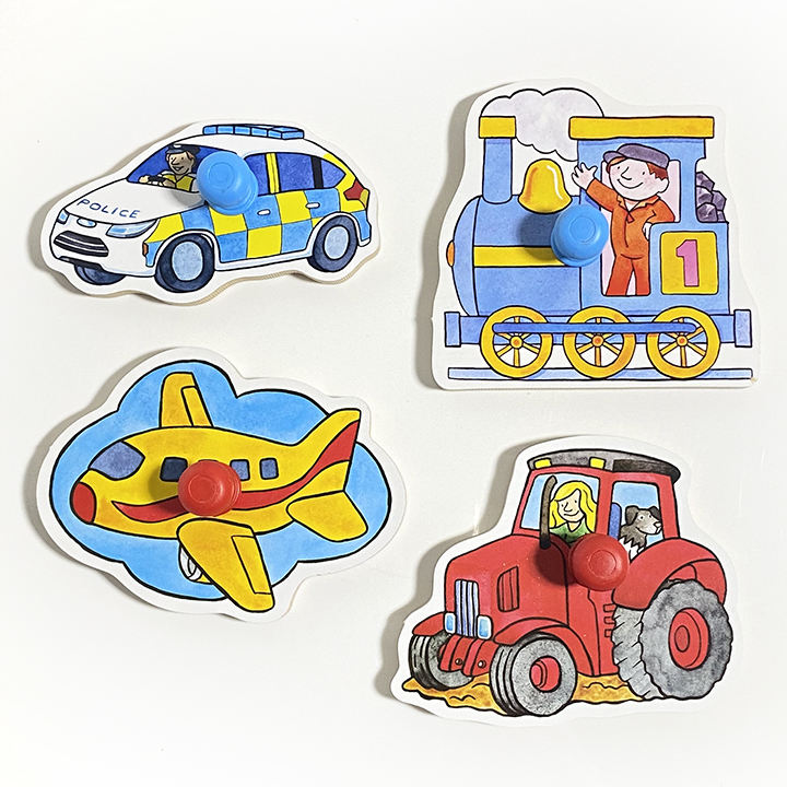 Pieces from 4 puzzles