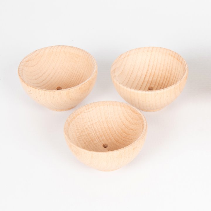 Three wooden bowls