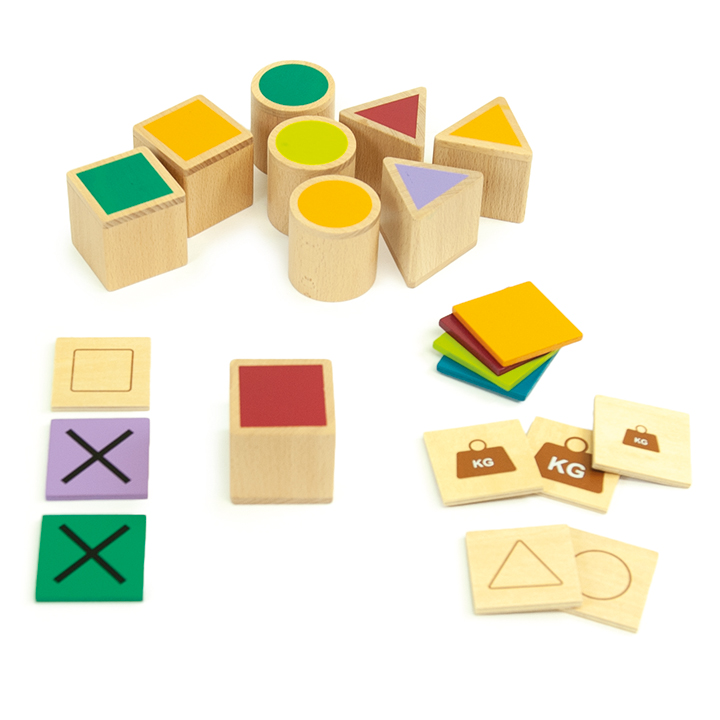 Colour, shape and weight matching game