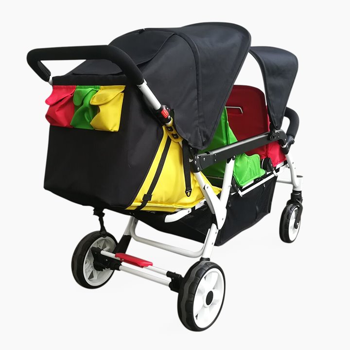 A stroller for three children back view