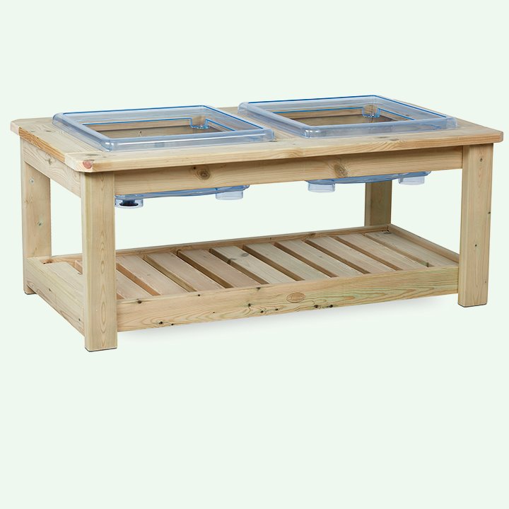 Sturdy wooden twin tray unit