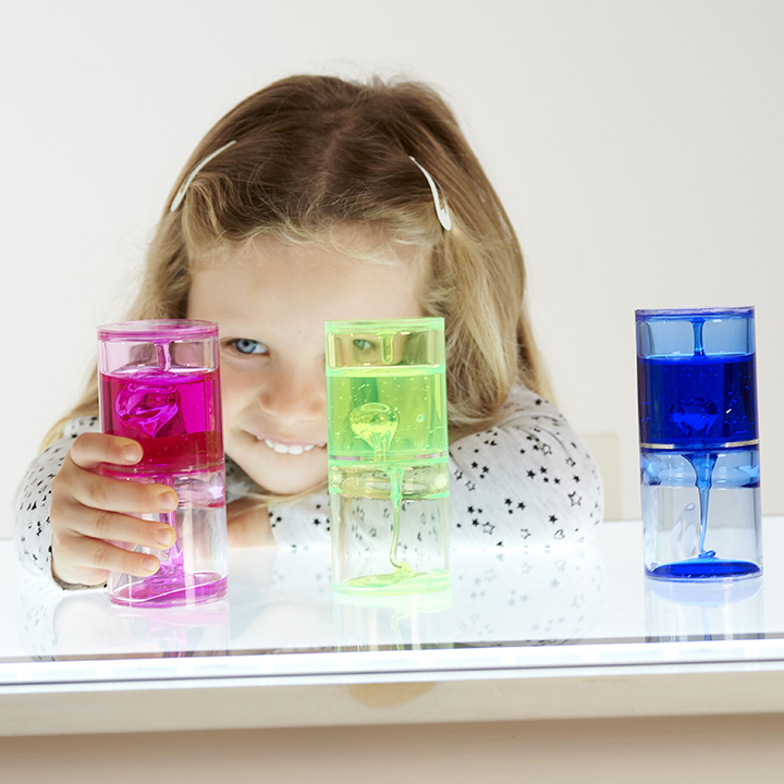 Girl with Cylinders with thick gloopy jelly