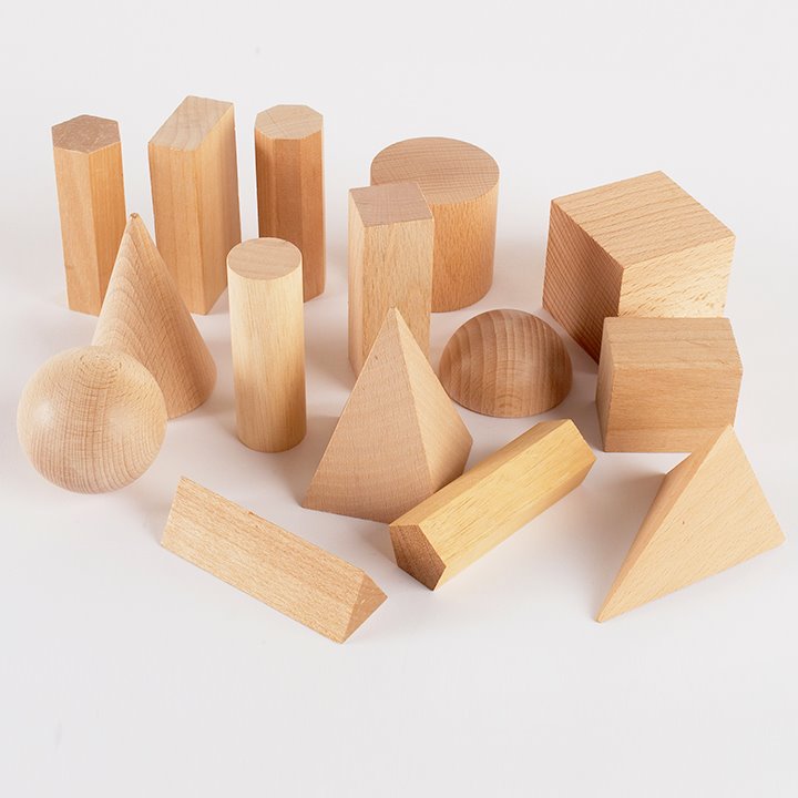 Selection of wooden solid shapes
