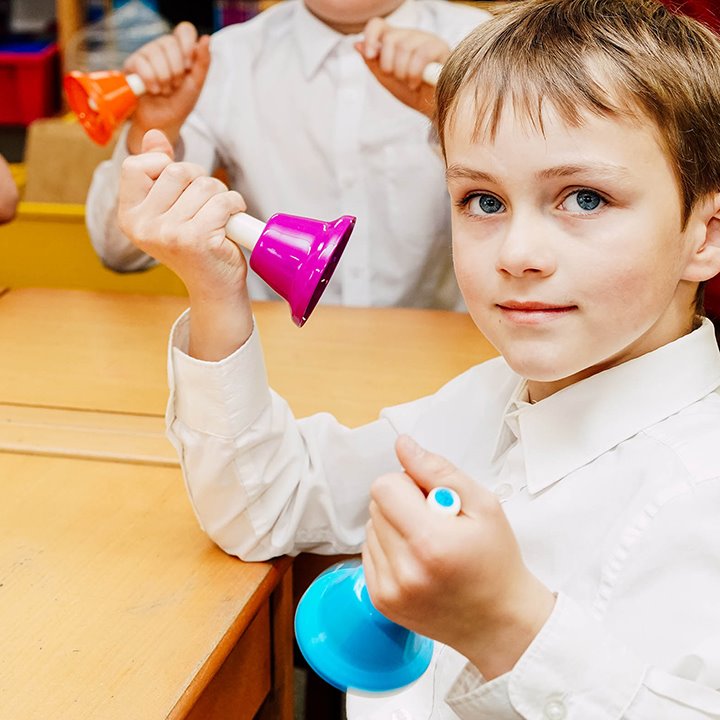 Kid Ringing Bell Coloured Hand Bells - Early Years Direct