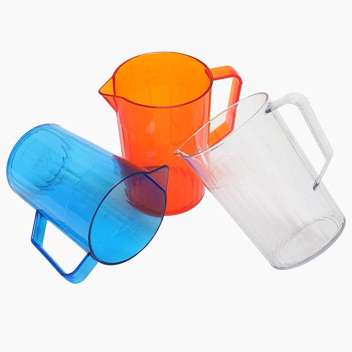 Polycarbonate jugs in three colours