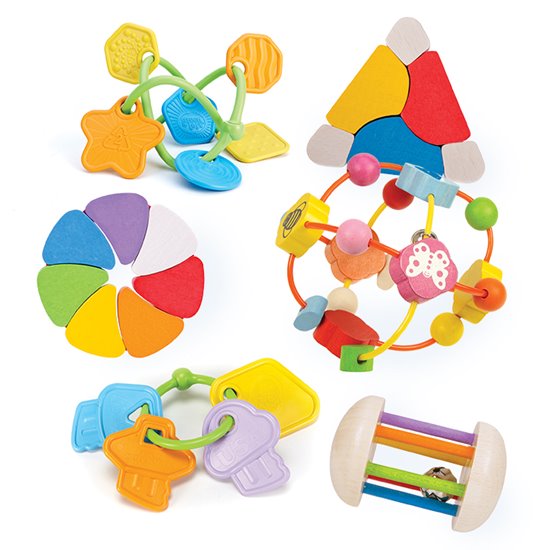 A set of super rattles - tactile play and fine motor skills.