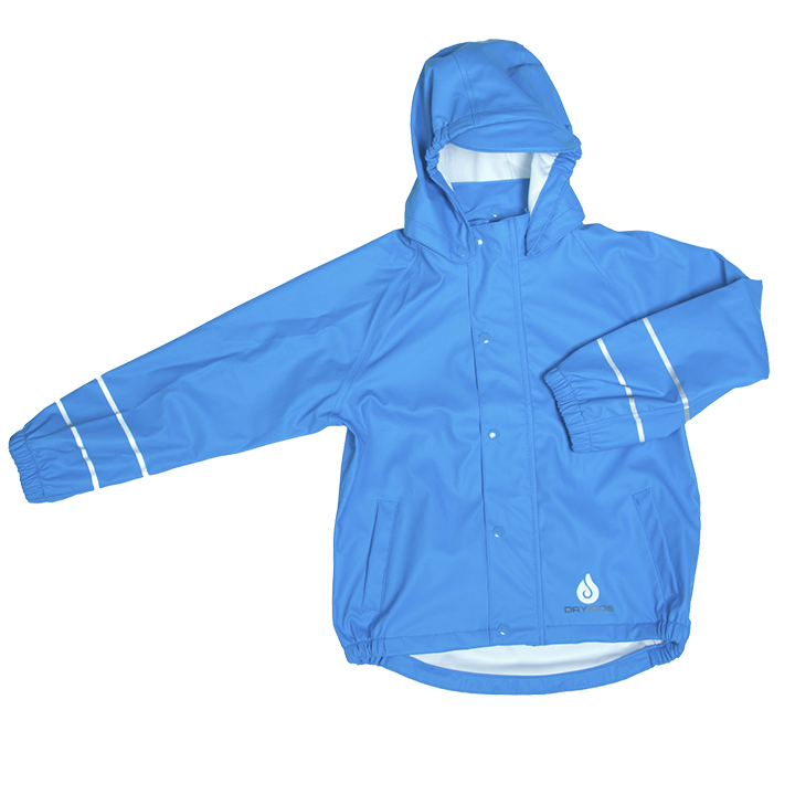 Blue waterproof jacket with reflective details