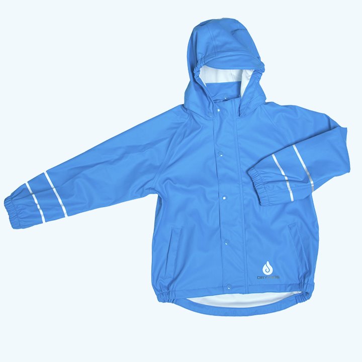 Blue waterproof jacket with reflective details