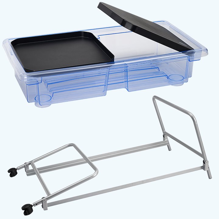 Folding stand and premium plastic tray