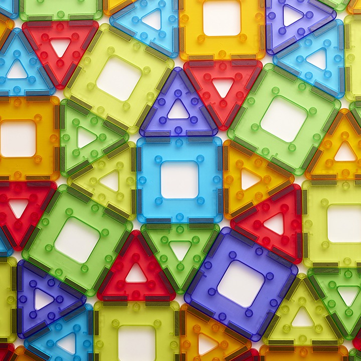 See-through magnetic squares and triangles