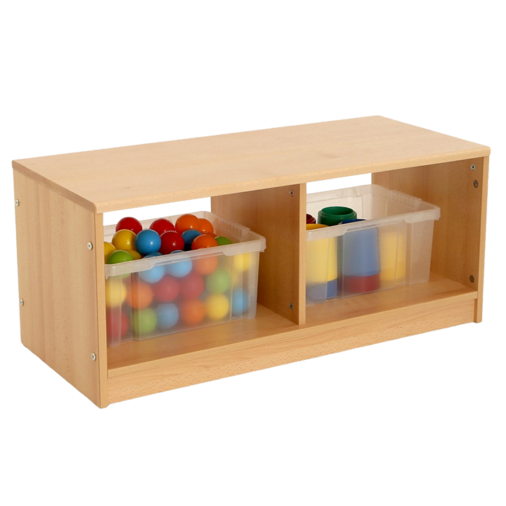 Open storage with two bins