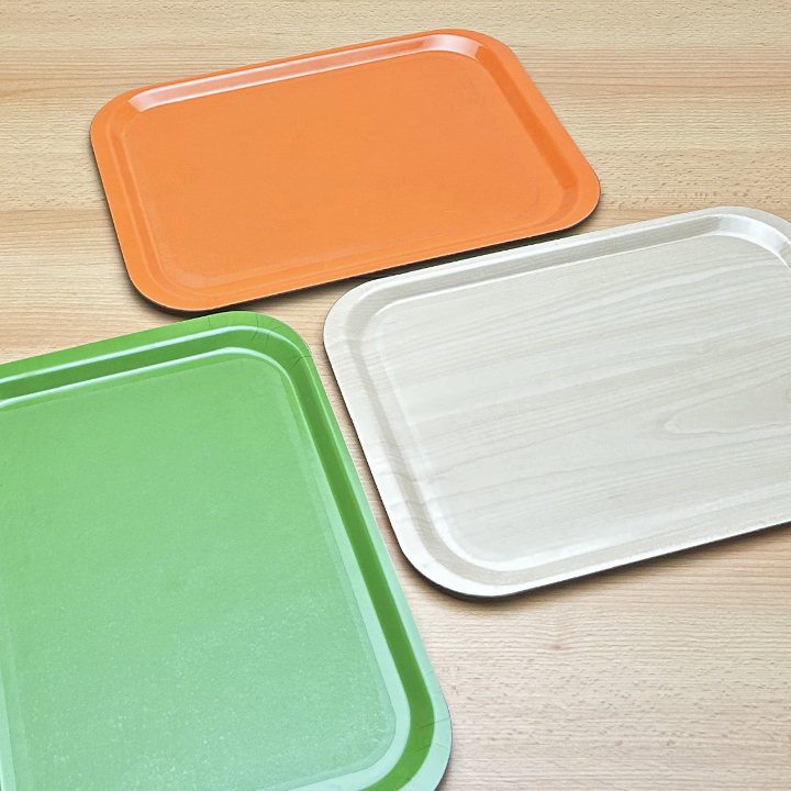 Green, Orange or Birch wood effect small trays