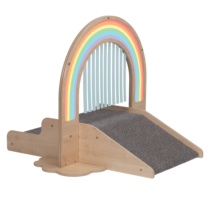 Babies moving and exploring through a rainbow