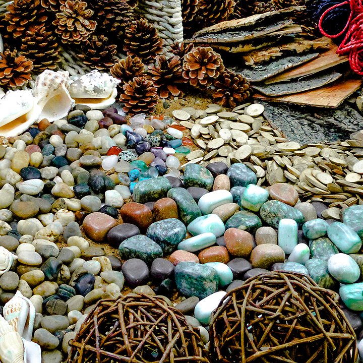 Pile of stones with different shapes, sizes and colours