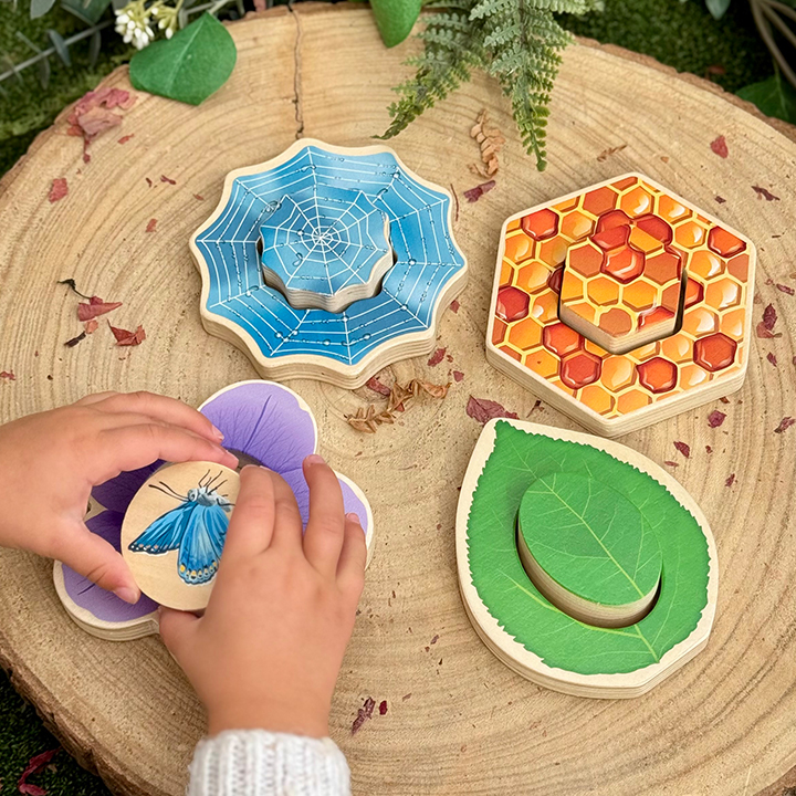 Simple two piece wooden puzzles