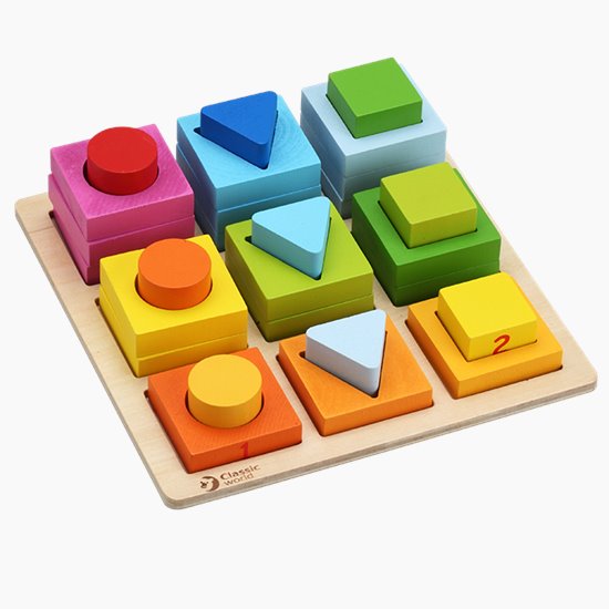 Geometric blocks put together in puzzle