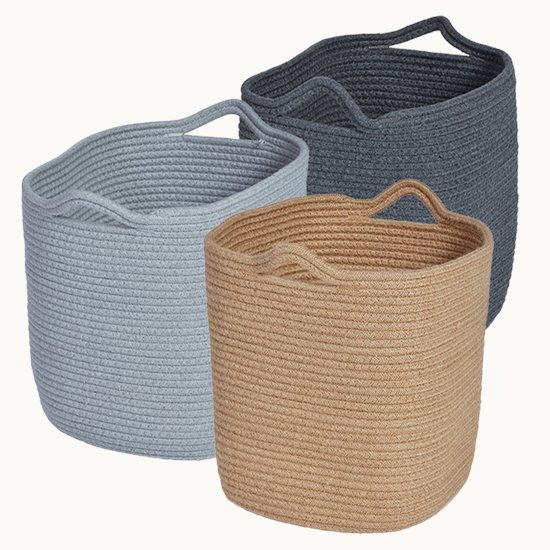 Natural, Dark or Light Grey rope baskets