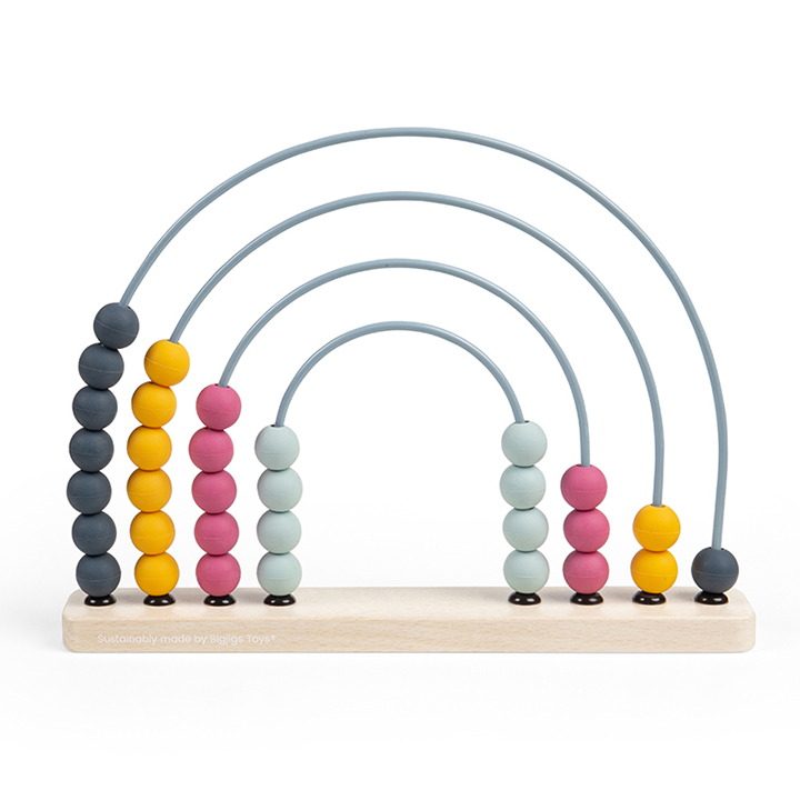 Wooden based abacus with silicone beads