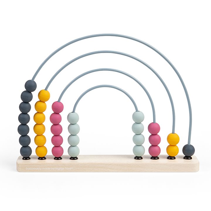 Wooden based abacus with silicone beads