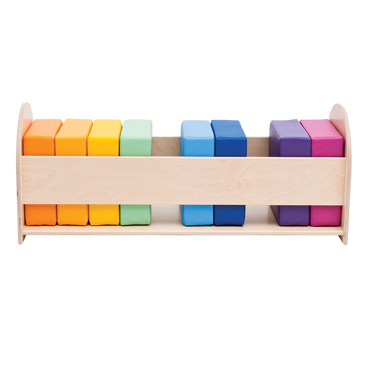 Set of 10 rainbow cushions in a storage unit