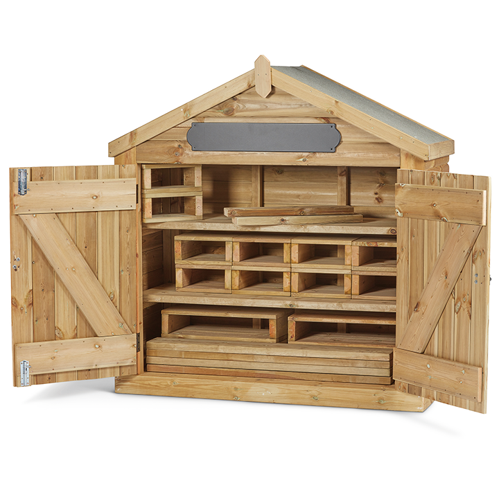 Shed with building blocks