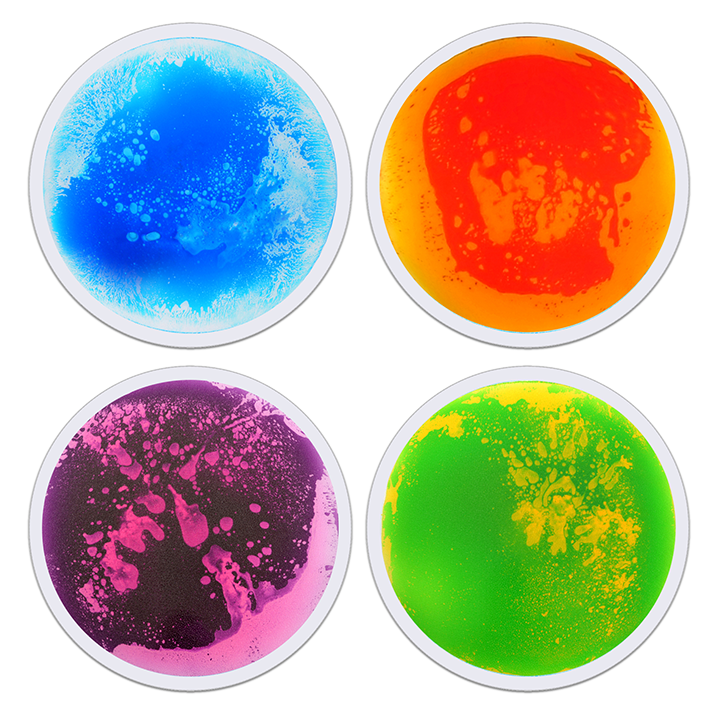 4 different circular liquid floor tiles