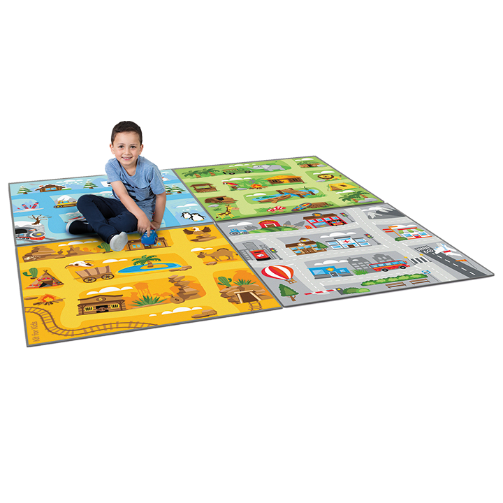 Four map mats for small world play