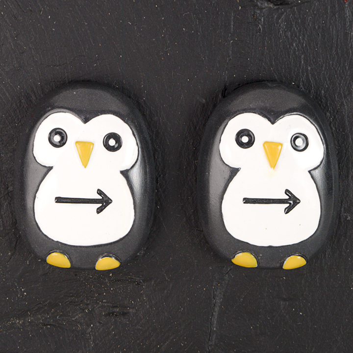 Cute penguins with directional arrows
