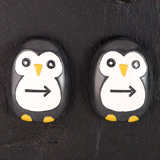 Cute penguins with directional arrows