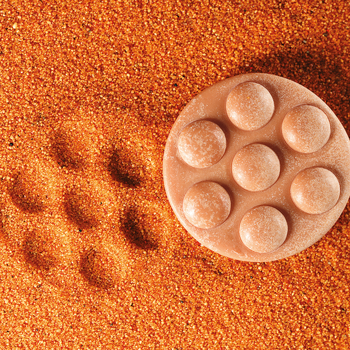 Indents made by sensory stone in stand