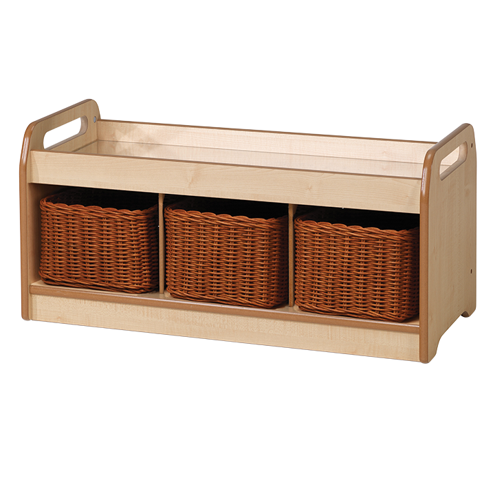 Low level unit with wicker baskets