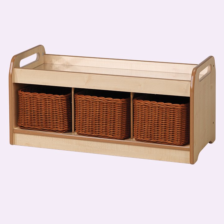 Low level unit with wicker baskets