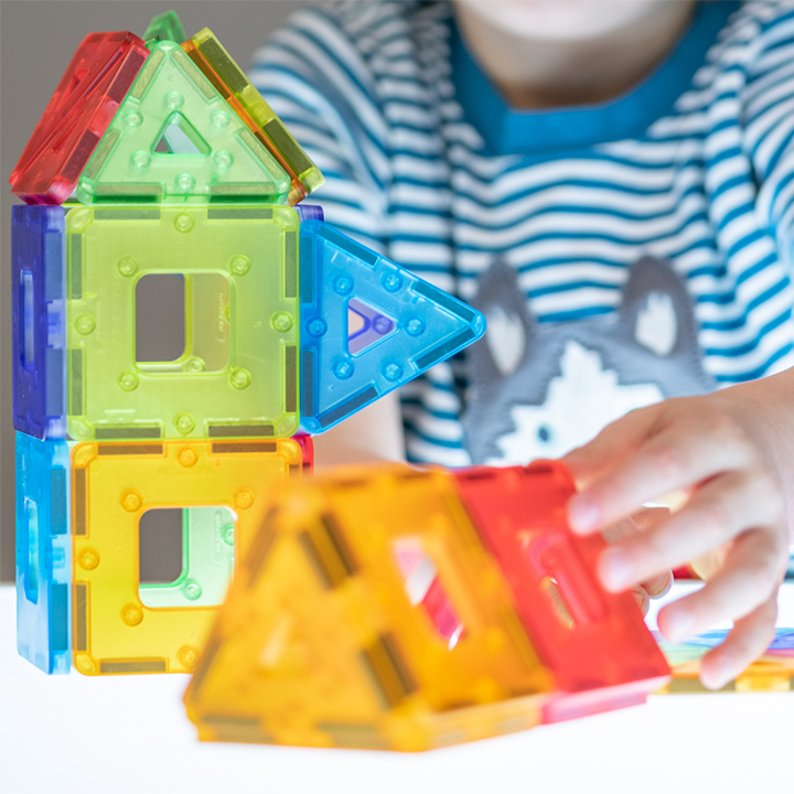 Close up of magnetic shapes