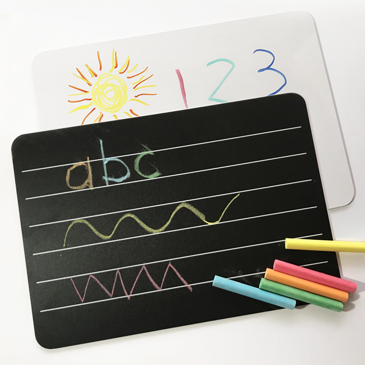 Lined easy to clean chalkboard.