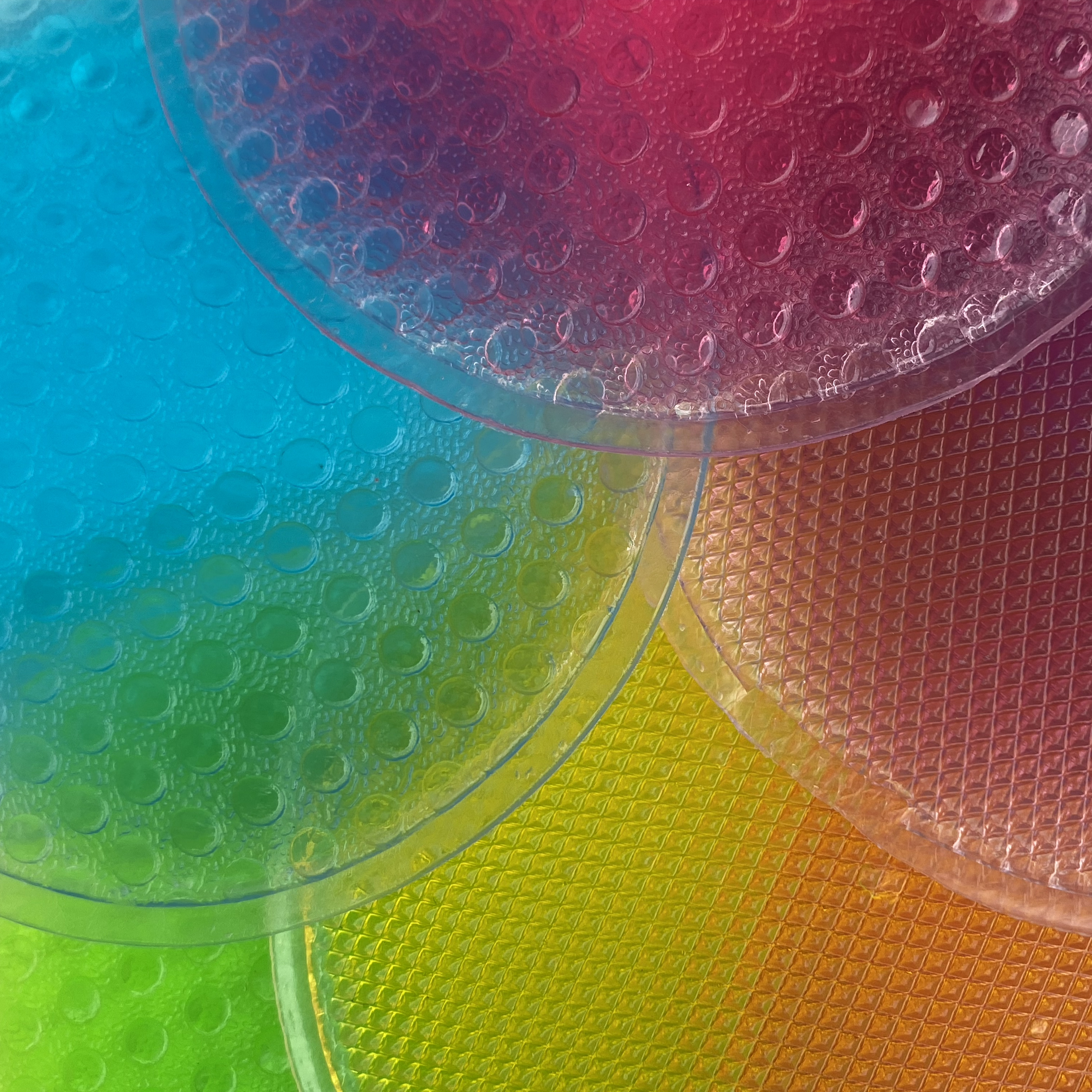 Liquid filled textured circles to bend and squish