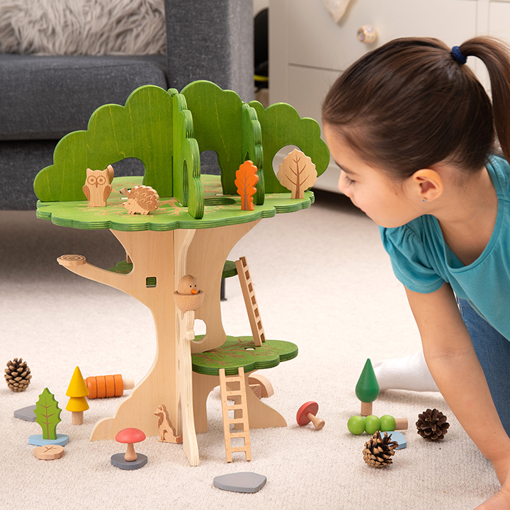 Slot together small world play tree