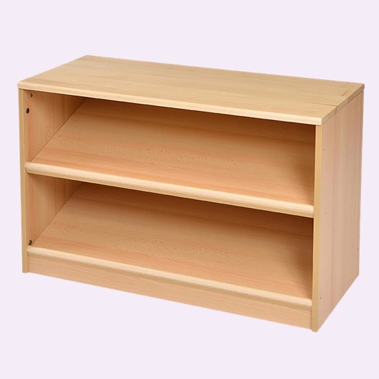 Storage unit with tilted display shelves