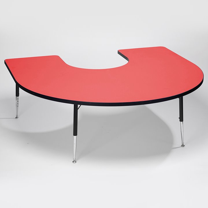 Red horseshoe table